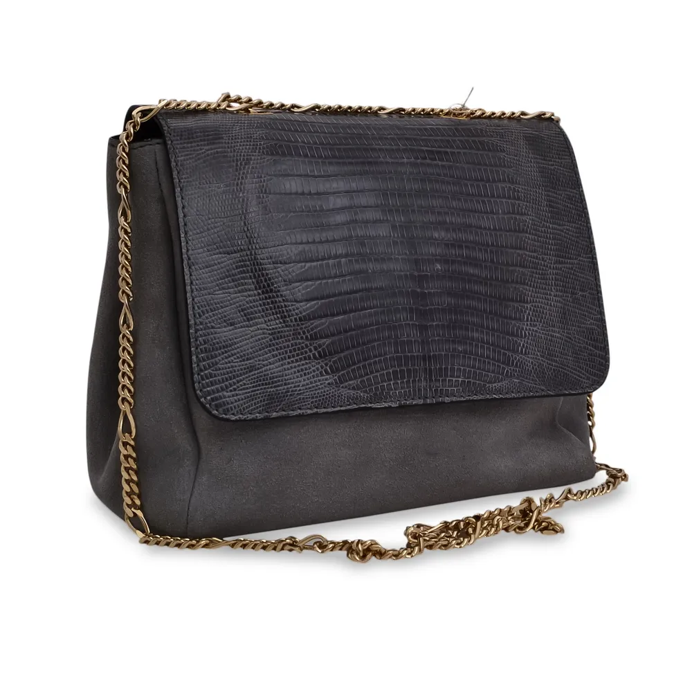 Geanta Carlina, piele de soparla — Gri