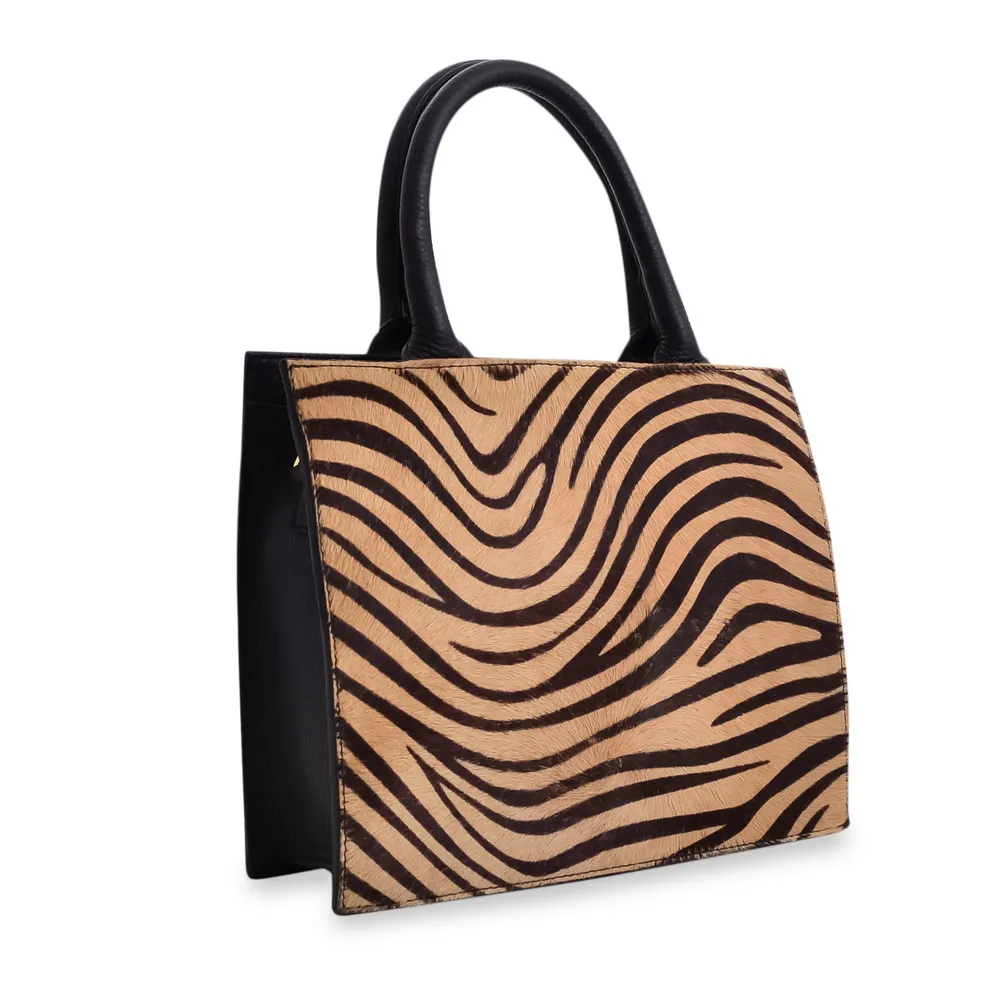 Geanta Panic — Negru cu imprimeu de tip zebra